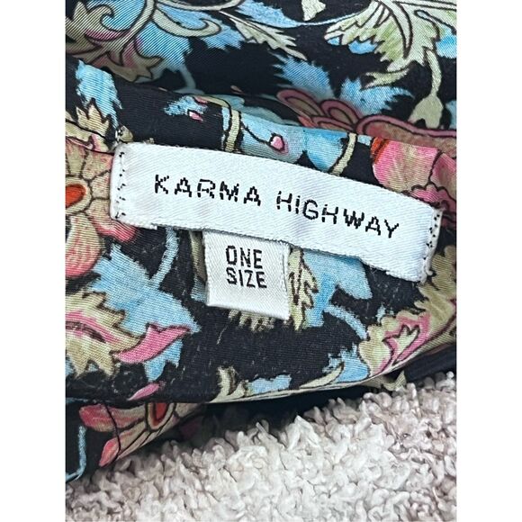 Karma Highway Dress OS Pink Boho Floral Halter Tassel Tie Maxi V Neck Open Back - Picture 5 of 7